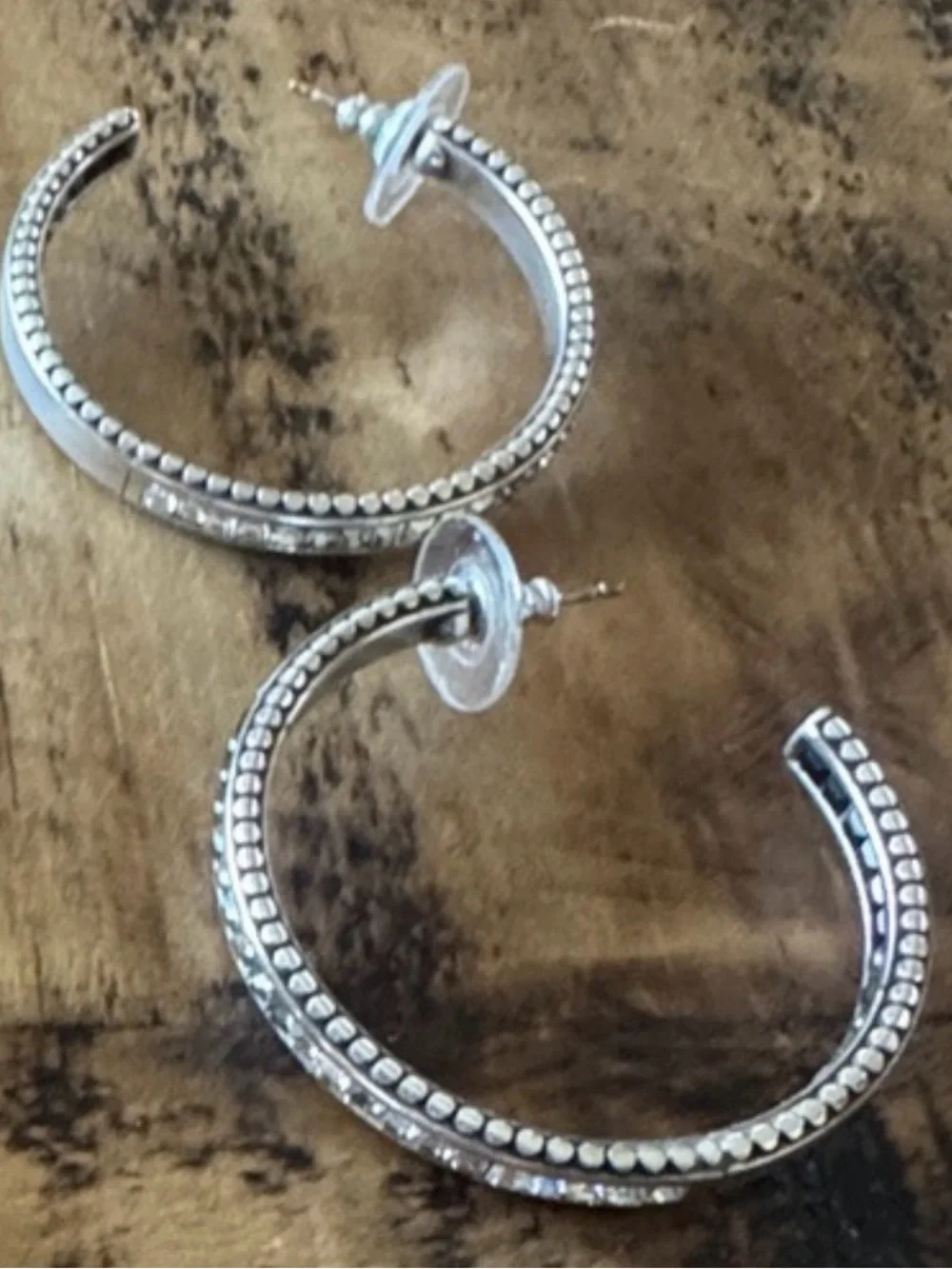 🆕💎 RARE Brighton ‘SPECTRUM’ SWAROVSKI CRYSTAL & SLVR Lg Hoop Earrings!